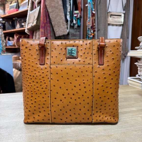 Dooney & Bourke Handbags - DOONEY & BOURKE Brown Ostrich Leather Lexington Tote NWT